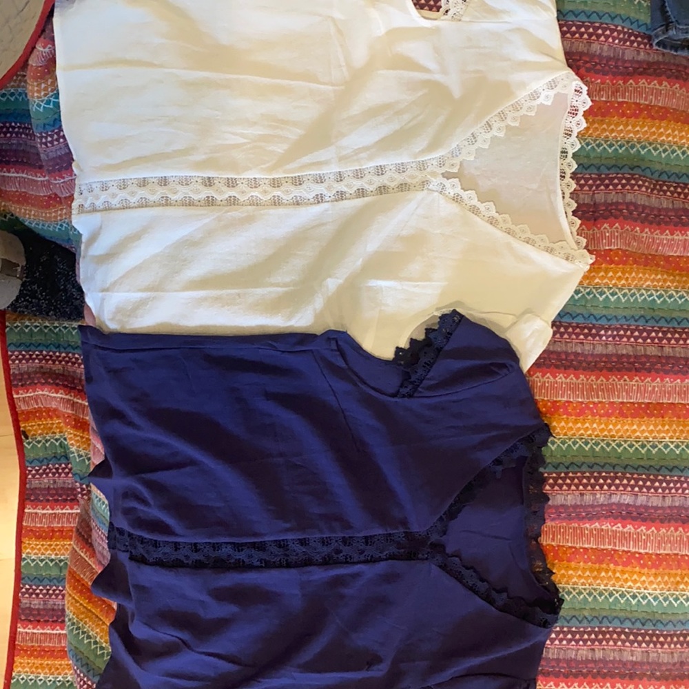 Navy and white Blouses